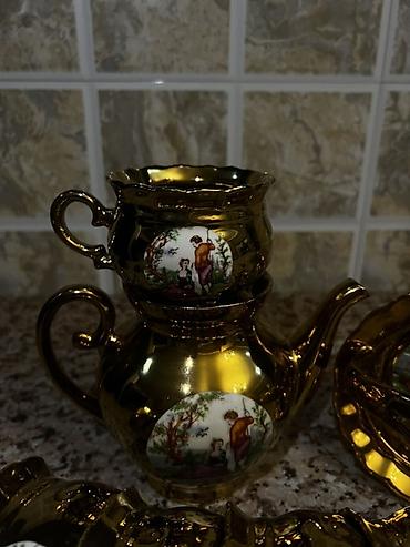 çay: Çay dəsti, rəng - Qızılı, Keramika, 4 nəfərlik — 2