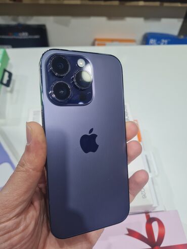 ipone 20: IPhone 14 Pro, 128 GB, Deep Purple, Sənədlərlə, Zəmanət, Face ID