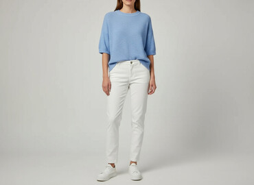 lenar plus spodnie: Material trousers for women, size S