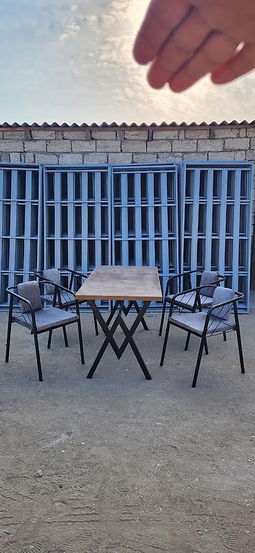 bar otracagi: Kafe/restoran/bağ üçün 1 masa + 4 stul dəsti - Masa: düzbucaqlı — 3