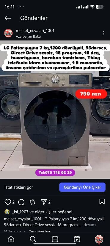 Paltaryuyan maşınlar: Paltaryuyan Anbardan satiş.Qimətlər aşagida qeyd olunub.Ünvana — 50