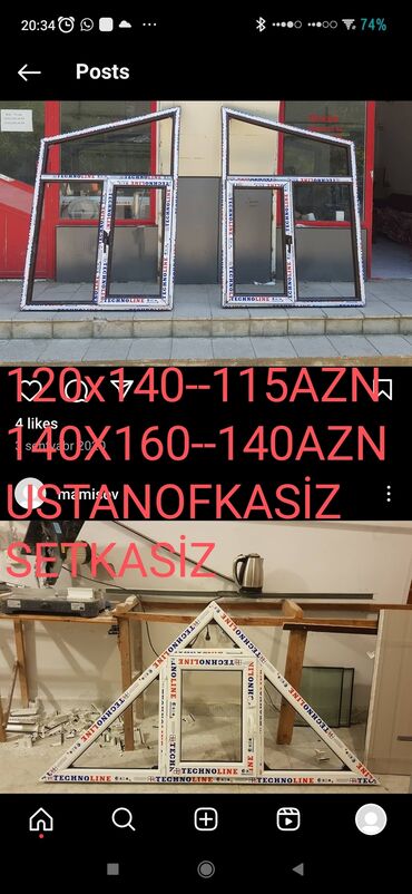 Tikinti və təmir: Plastik pencere sistemleri mantajsiz setkasiz qoşa şüşə ilə 120#140