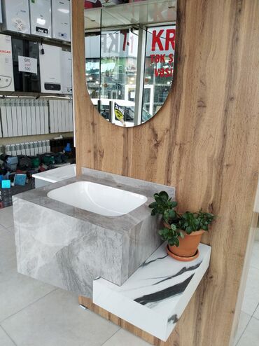 duş desti: Banyo üçün müasir dizaynlı lavabo dəsti - Material: mərmər teksturalı