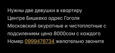 квартира бишкек аренда долгосрочно недорого: 2 комнаты, С подселением, С мебелью полностью