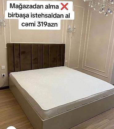 Yataq dəsti – yumşaq parça ilə üzlənmiş yüksək başlıq. Minimalist lalafo.az -da Yataq dəsti – yumşaq parça ilə üzlənmiş yüksək başlıq. Minimalist
