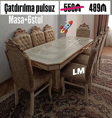 stullarin uzlenmesi: Qonaq otağı üçün, Yeni, Açılmayan, Dördbucaq masa, 6 stul — 1