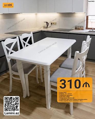 Mebel dəsti – masa və 4 ədəd stul • Model: La Mini (Kod: 3433) • — 1