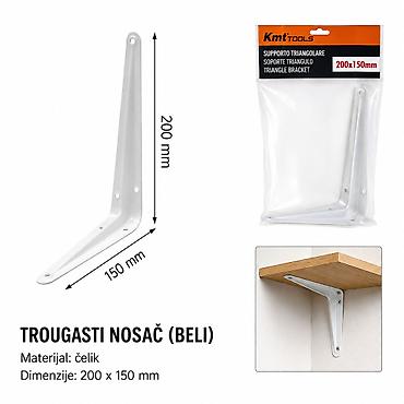 KMT Trougaoni nosač bela 9364580 Praktičan metalni trougaoni nosač za