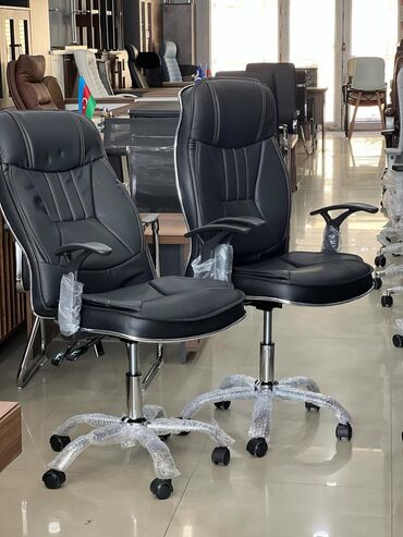 Ofis və oyun kresloları: Yeni, Təkərli, Qolları tənzimlənir, Dəri — 5