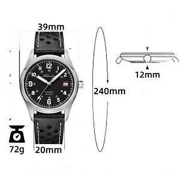 Ručni satovi: ADDIESDIVE AD2070 - 39mm - Zelena / Koža - Seiko Automatik ADDIESDIVE — 12