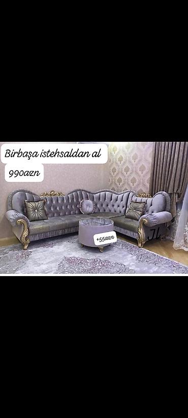 Künc divan dəsti – klassik barokko üslubunda - Rəng: açıq