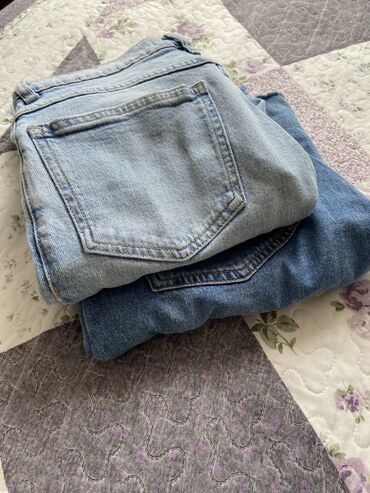 джинсы темные: Прямые, H&M, Высокая талия