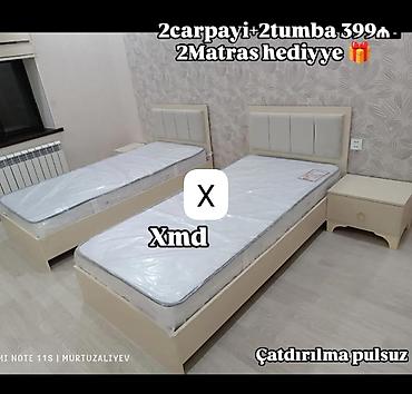 qoşa carpayi: İkili yataq dəsti - Komplekt: 2 çarpayı + 2 tumbə - Hədiyyə: 2 ədəd — 1