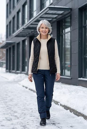 Prsluci: Ženski termo prsluk – crni, lagan i topao - Krojen bez rukava sa — 2