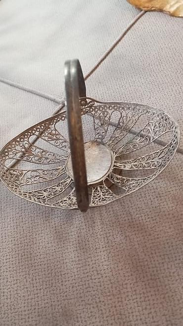 Gümüşü rəngdə metal filiqran səbət - Material: metal (filiqran üsulu — 1