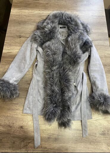 Fur coats: M (EU 38), With lining, Faux fur, color - Grey