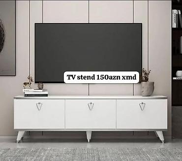 tv altı: TV stend – 150 AZN - Rəng: ağ, minimal dizayn - Material: laminat/MDF — 1
