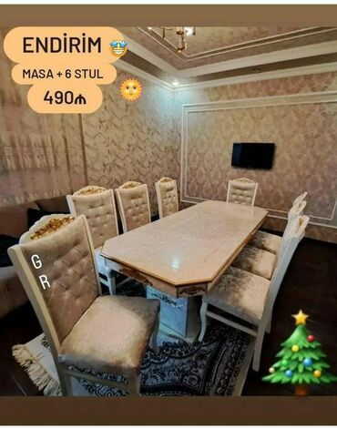ucuz stol stul: Для гостиной, Новый, 6 стульев