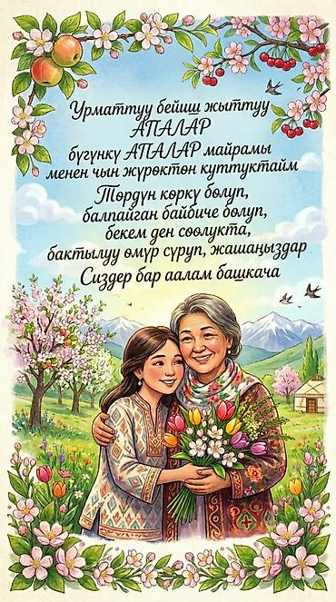 мама сын: Праздничные открытки и постеры на кыргызском языке - Тематика — 1