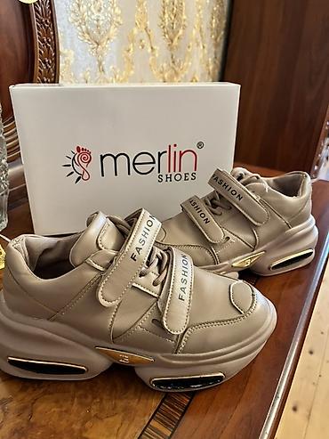 casio gence: Merlin Shoes qadın krossovkaları - Rəng: bej - Üst material: yumşaq — 1