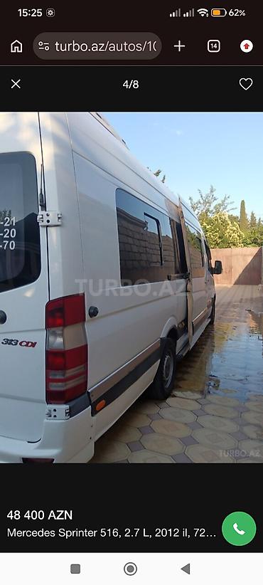 mercedes 190 suret qutusu: Mercedes-Benz Sprinter: 2.7 l | 2012 il Mikroavtobus — 3