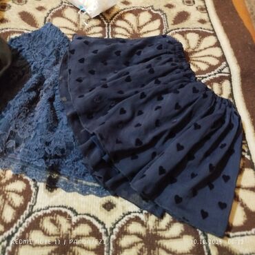 школьные юбки для девочек: Məhsul: Qız uşaqları üçün 2 ədəd tünd göy ətək dəsti - Model 1: Şifon