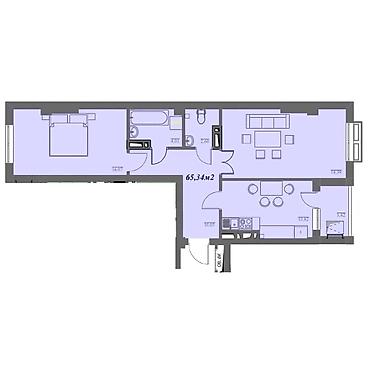 2 8: 2 комнаты, 65 м², Дордой Моторс рынок Элитка, 3 этаж, ПСО (под самоотделку) — 2
