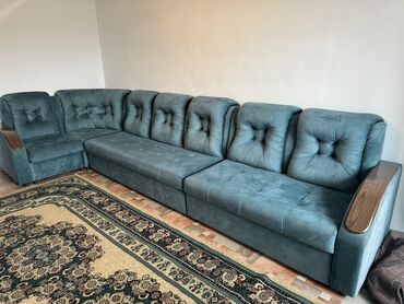 ротанговый мебель: Угловой диван, цвет - Зеленый, Б/у