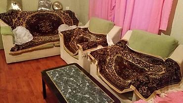 2 əl divan: İşlənmiş, Divan-kravat, 2 kreslo, Bazalı, Açılan — 4