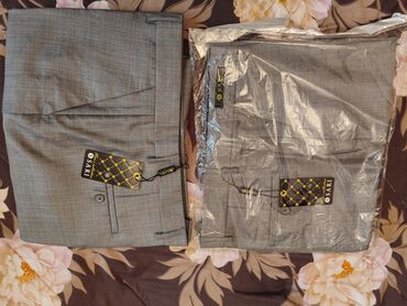 светлые брюки мужские: Брюки 7XL (EU 54), 9XL (EU 58), цвет - Серый