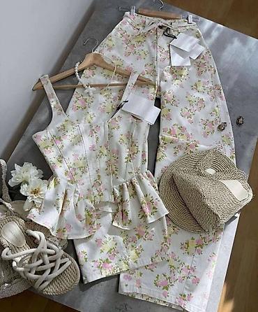 bitkisel mix: Dvoset ženski komplet – top sa peplum detaljem i široke pantalone - — 7