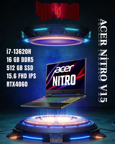 Lenovo: Yeni Acer Nitro, 15.6 ", Intel Core i7, 512 GB, Rayonlara çatdırılma, Ünvandan götürmə, Pulsuz çatdırılma