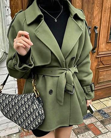 beli blejzer: Fa, Ženski kratki kaput sa pojasom – elegantan model za svaki dan - — 1