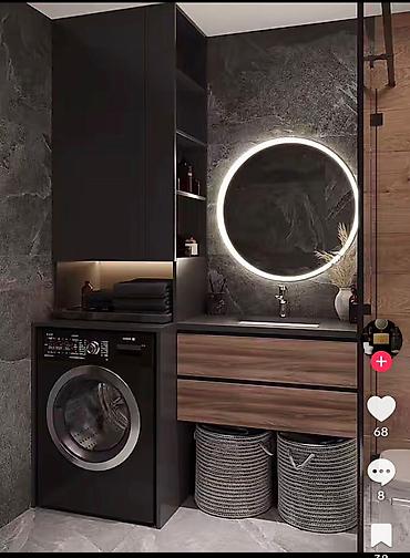 moydalar: Modern vann otağı üçün inteqrə edilmiş mebel və yuma zonası - Dizayn — 1