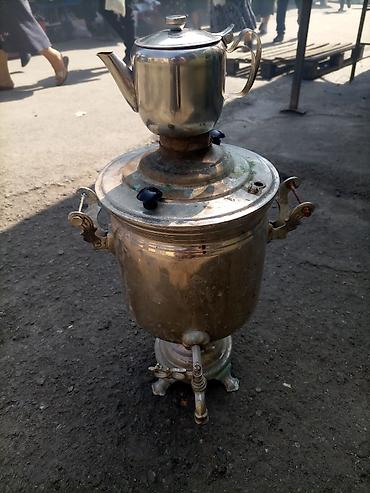 Техника и электроника: Klassik kömür/odunla işləyən samovar - Material: metal korpus, bürünc — 3