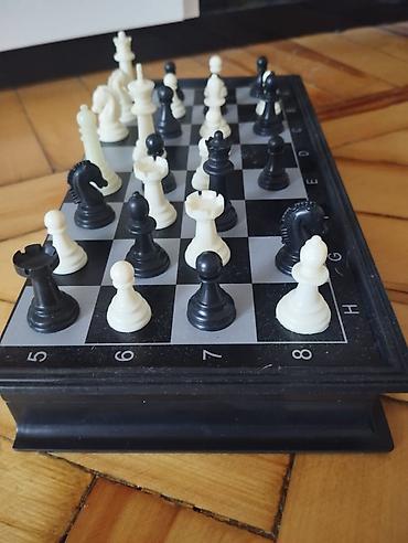 idman sort: Portativ şahmat dəsti - Qatlanan, maqnitli şahmat taxtası: qara-boz — 1