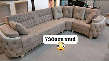 Divan və kreslo dəstləri: Künc və dəst yumşaq mebellər - Şəkil 1: Tünd mavi L formalı künc — 4