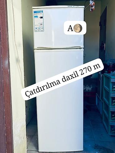 İki ədəd iki qapılı soyuducu 1) Şaquli iki kamerali, üstdə dondurucu