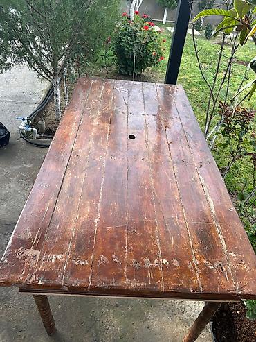 Masalar: Stol-150 AZN Stul biri-40 azn Taxta yemək/bağ masası - Material: tam — 3