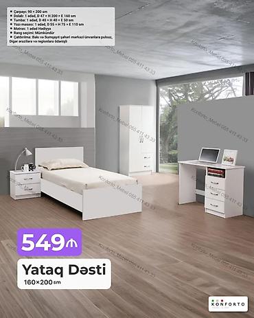 Ev və bağ: Yataq Dəsti – 160×200 sm Qiymət: 549₼ Dəst tərkibi və ölçülər: - — 1