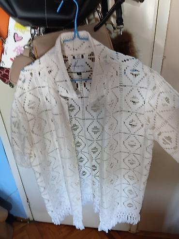 Košulje: Bela heklana košulja/kimono sa resama - Materijal: mrežasta heklana — 6