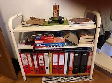 Police: Metalna polica sa tri nivoa - Konstrukcija: cevasti metalni ram bele — 6