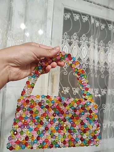 mirvari reng: Muncuqla işlənmiş dəbli əl çantaları - Model 1: İncə krem rəngli — 4