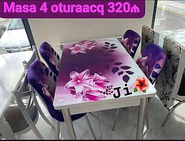 stul metbex: Mətbəx/qonaq otağı üçün 4 nəfərlik masa–stul dəsti. Xüsusiyyətlər: - — 1