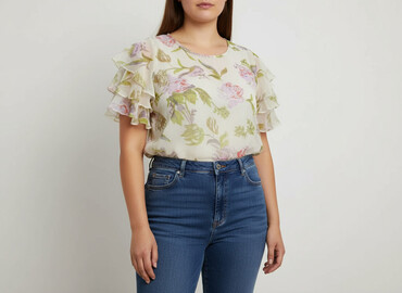 sukienki w kwiaty plus size: Жіноча блуза, розмір XL