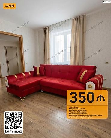 Диваны: Künc divan – Kod: 2242 - Ölçülər: 260 × 160 sm - Mexanizm: Açılan — 1