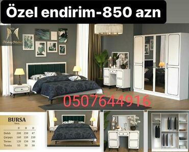 Yataq otağı dəstləri: İkinəfərlik çarpayı, Dolab, Termo, 2 tumba, Azərbaycan, Yeni — 27