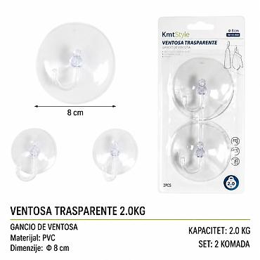 KMT Prozirna kuka za usisavanje 8 cm (set 2 kom) Praktična prozirna