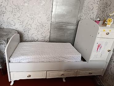 set mebel: Qız üçün, İşlənmiş, Çarpayı, Matras ilə, Siyirməli — 4