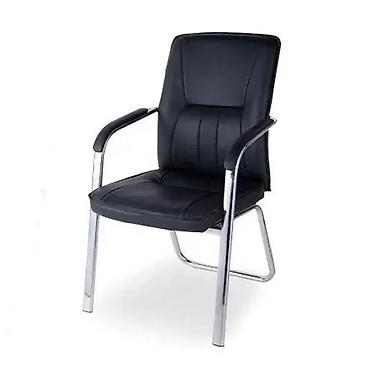 Офисные кресла: Офисное кресло, Без колесиков, цвет - Черный, Экокожа — 3